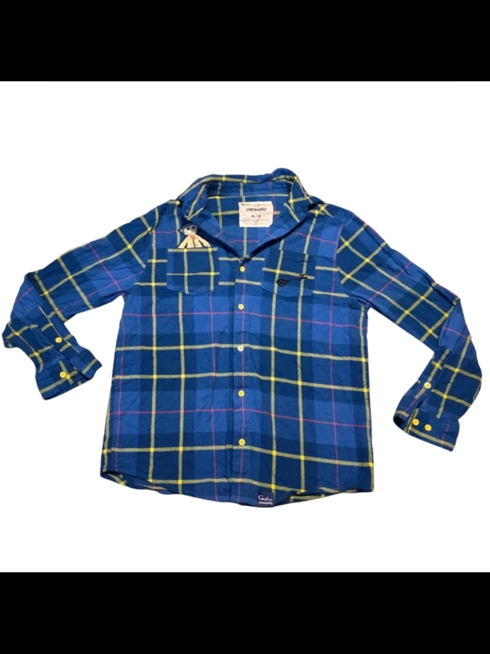 Coraline x Cakeworthy Plaid Button Down Shirt M Blue Flannel - Picture 7 of 11